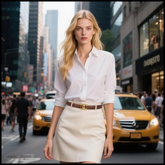 Leather Belt Classic Gold Buckle Adjustable Fashion Waist Belt for Jeans Dresses main image 4
